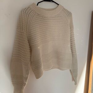 Cozy Retro White Knit Sweater